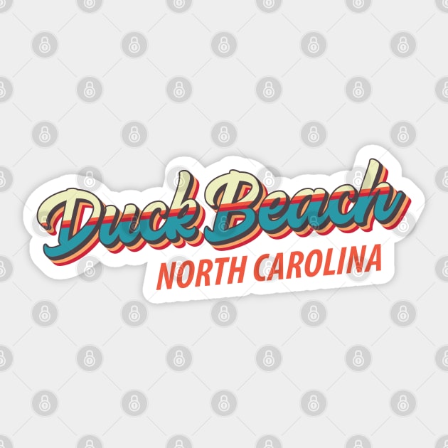 Duck Beach North Carolina Outer Banks Vintage Rainbow Script Sticker by TGKelly